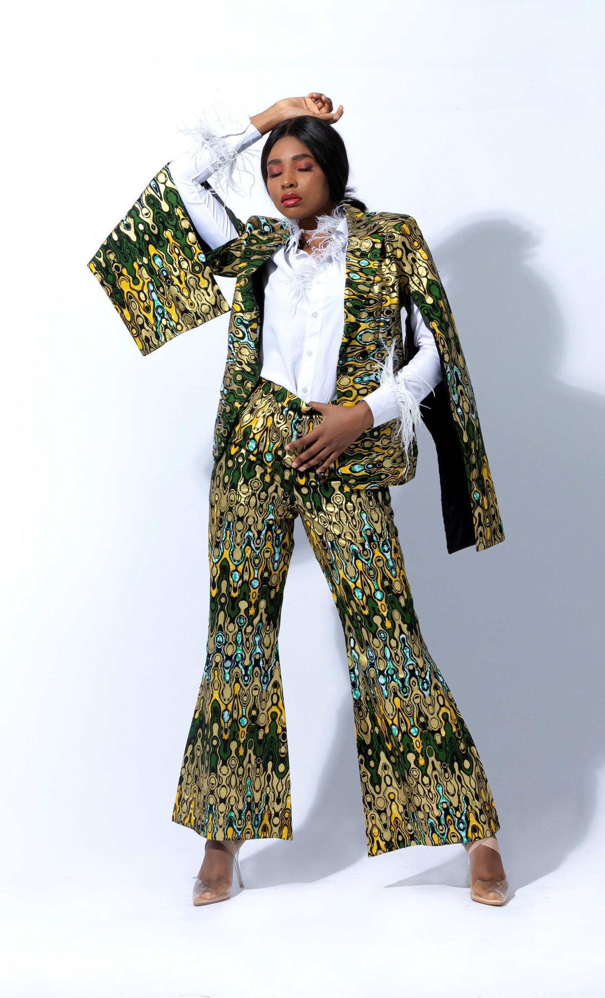 Blazer en coton lamé doré
