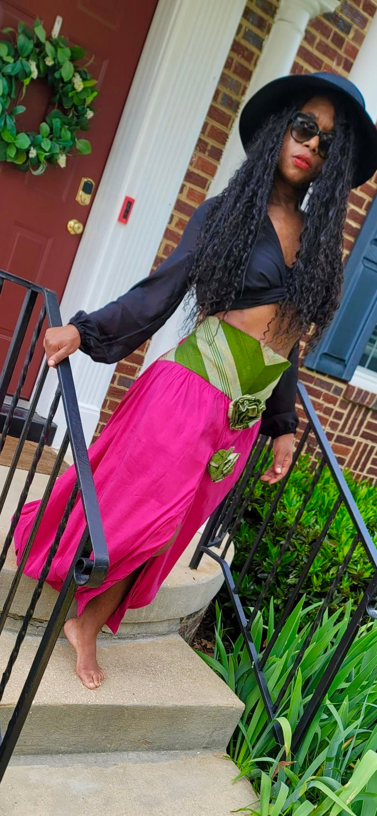 The LiBBi Tulip 3in1 (Skirt-Dress-Maxi Blouse) in Ruby Pink&Purple