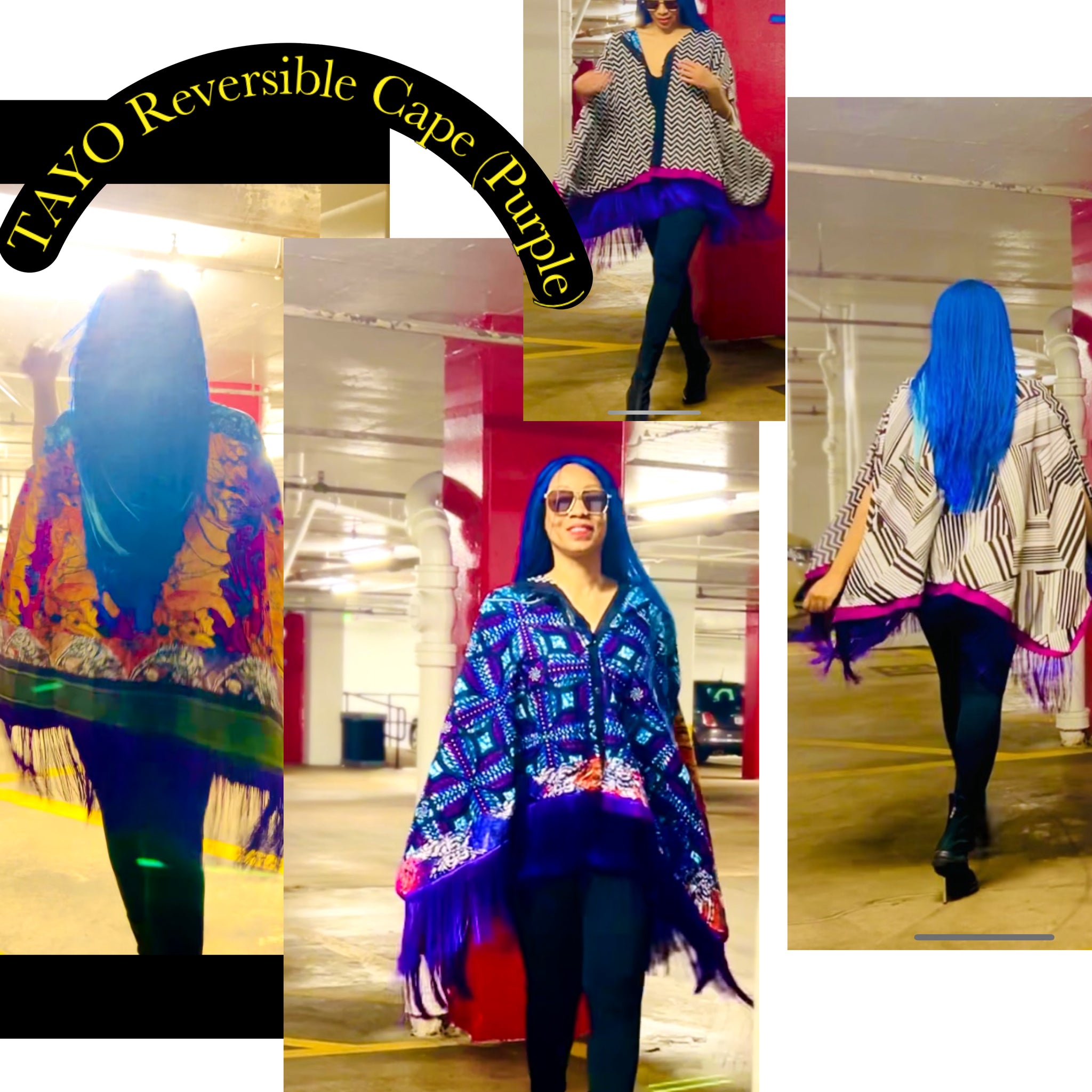 The Reversible TAYO Cape in Purple .