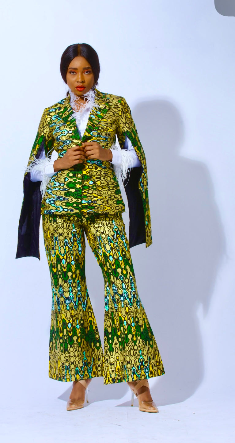 Blazer en coton lamé doré