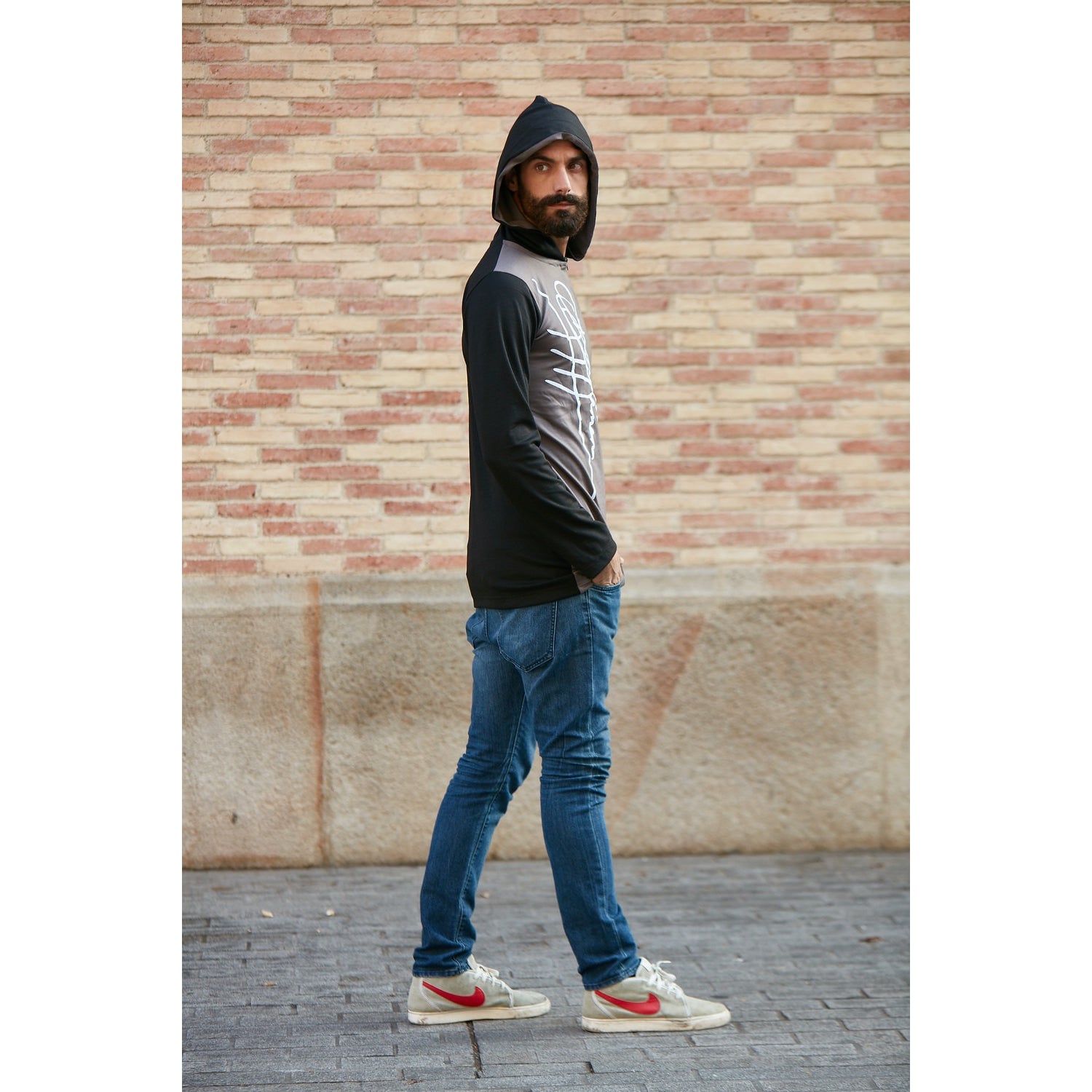 MENS VELVET APPLIQUE SIGNATURE HOODED SWEATSHIRT - W/ SIDE-ZIP