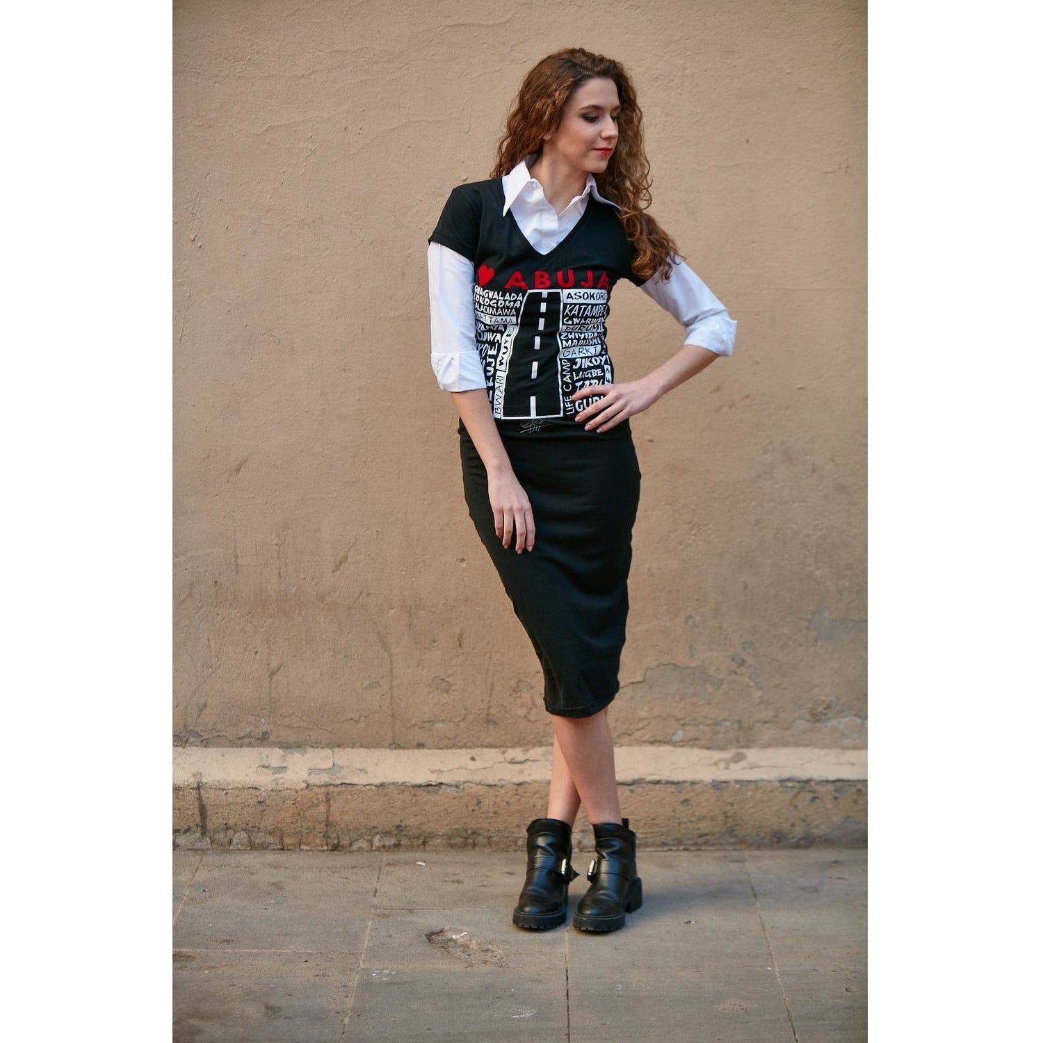 ROBE MIDI LUV ABUJA AVEC APPLIQUES EN VELOURS