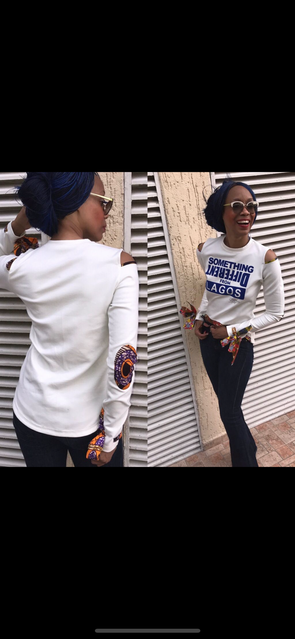 PERSONNALISABLE : Chemisier HiLow Something DIFFERENT LAGOS avec lien au poignet et détail au niveau des coudes