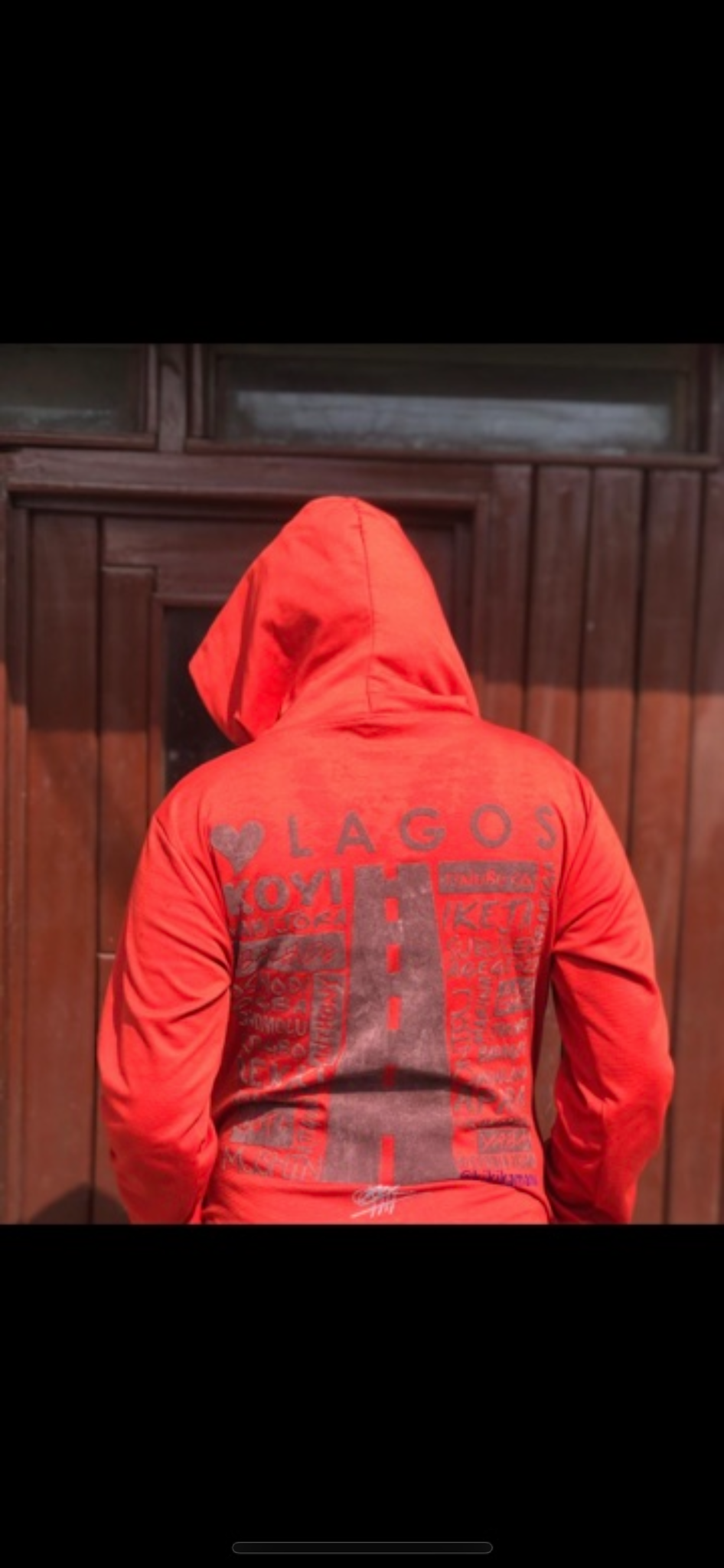 SWEAT-SHIRT À CAPUCHE ORANGE LOVE LAGOS POUR HOMMES, DÉTAIL ANKARA