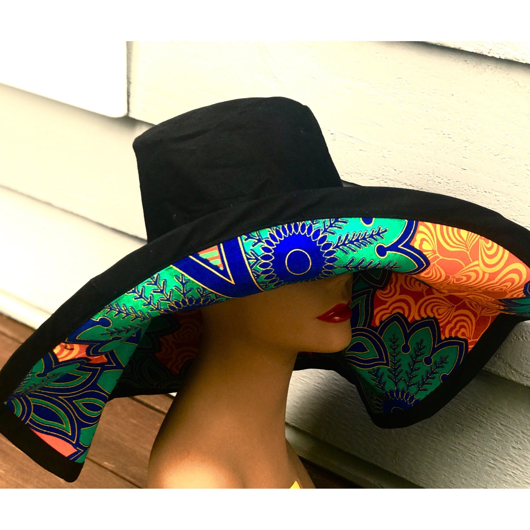 Chapeau de soleil réversible GoodHeadz/imprimé batik Josie noir