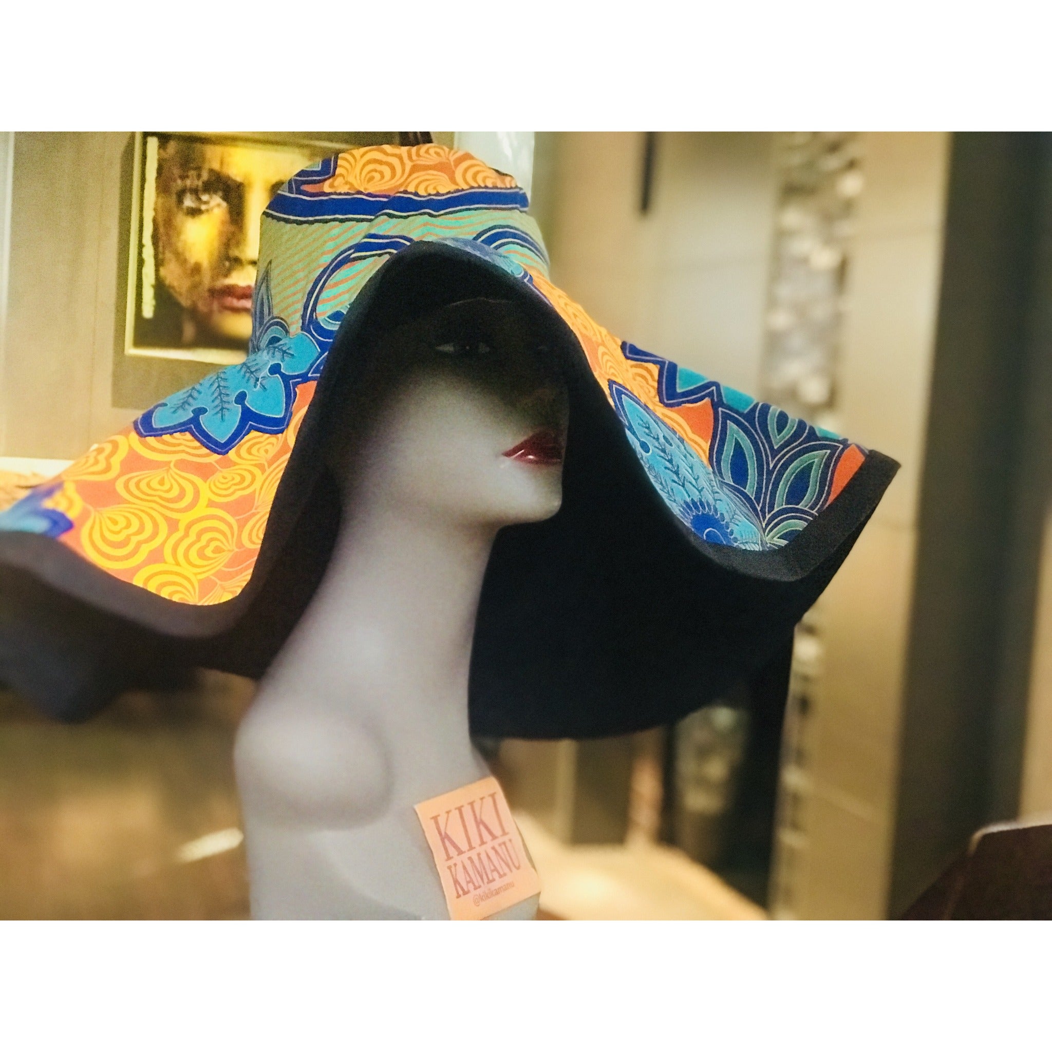 Chapeau de soleil réversible GoodHeadz/imprimé batik Josie noir