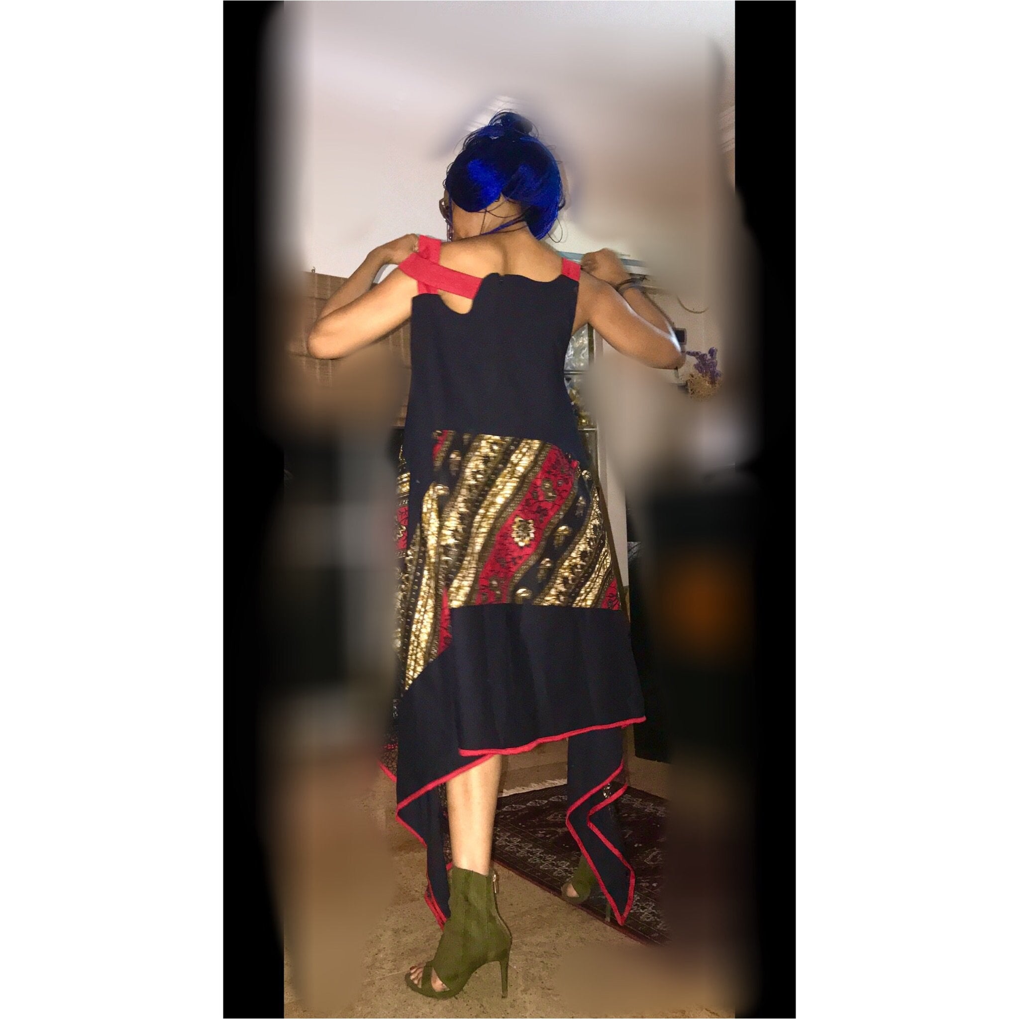 Robe-chemisier Highlow Thé Azar avec détails en maille