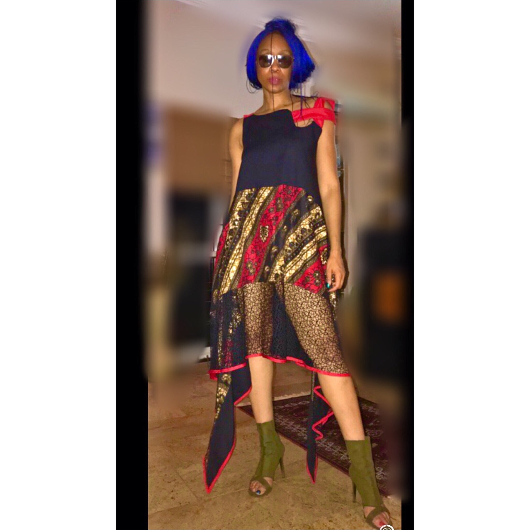Robe-chemisier Highlow Thé Azar avec détails en maille