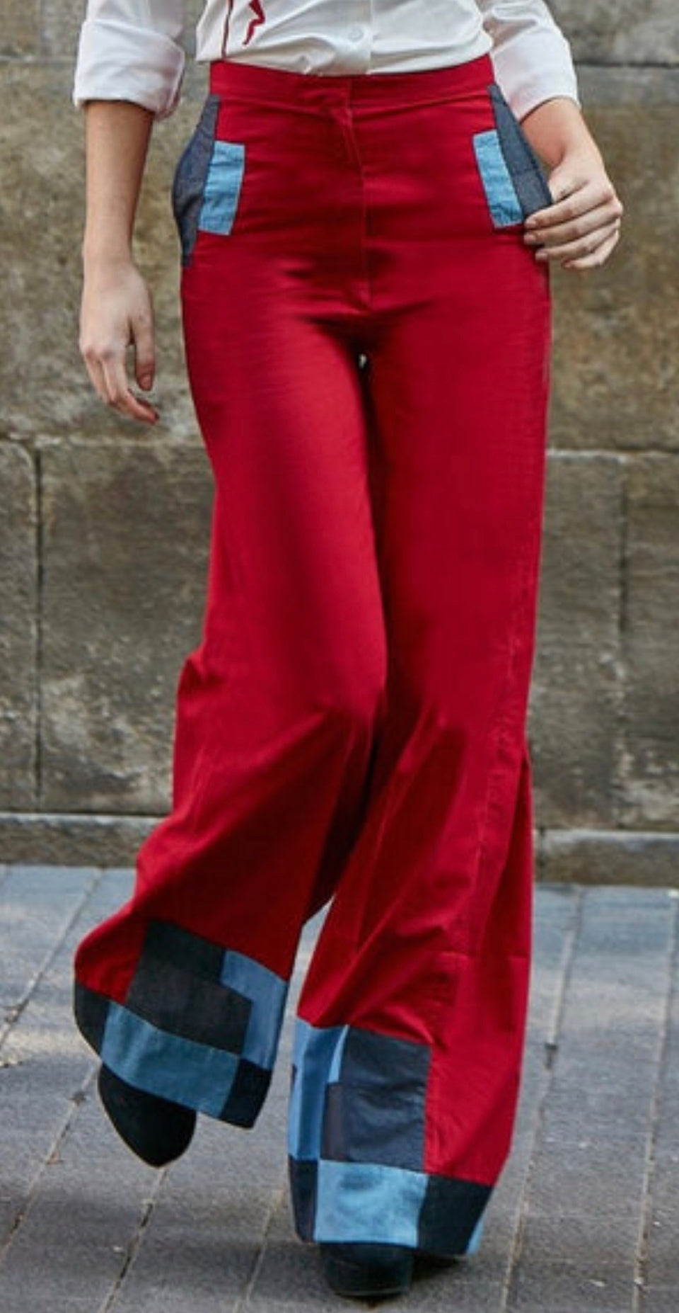 Red Patchwork Trousers