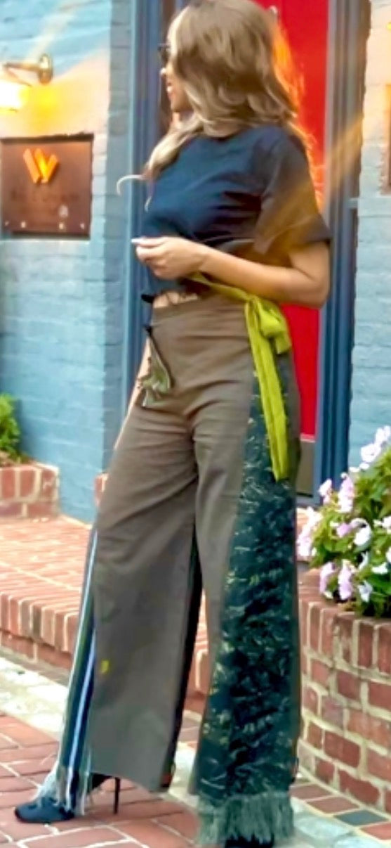 Olive Unisex UPsideDOWN Asóòke Wide Leg Trousers