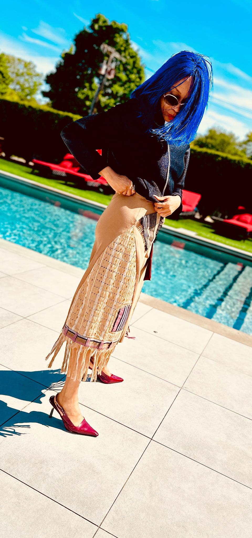 Hand Beaded Asoke UPsideDOWN Culottes in Tan