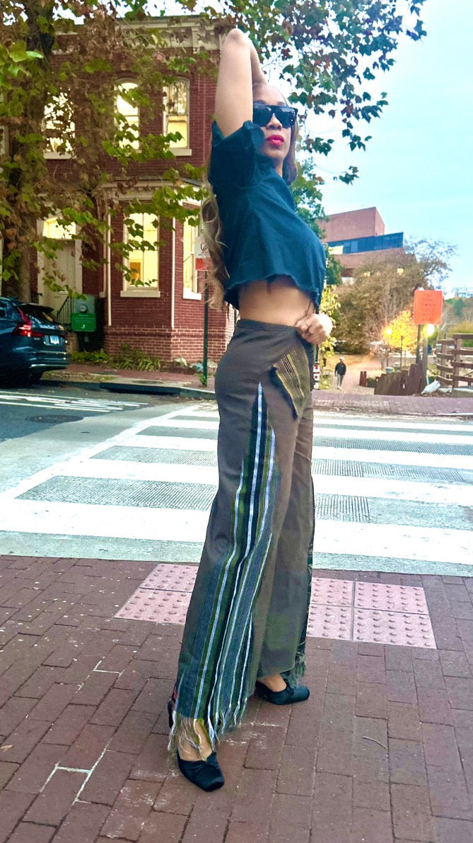 Olive Unisex UPsideDOWN Asóòke Wide Leg Trousers