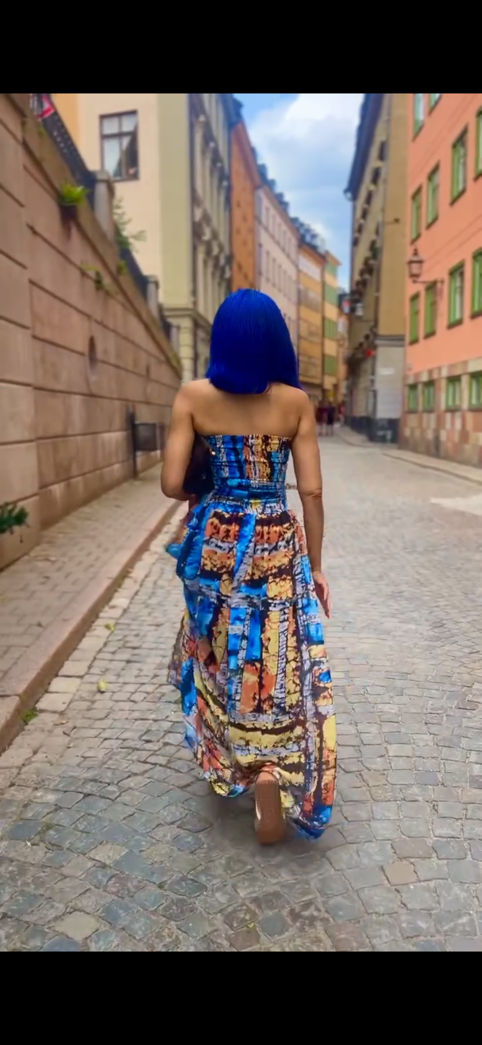 Mykonos Bleu Strapless Maxi