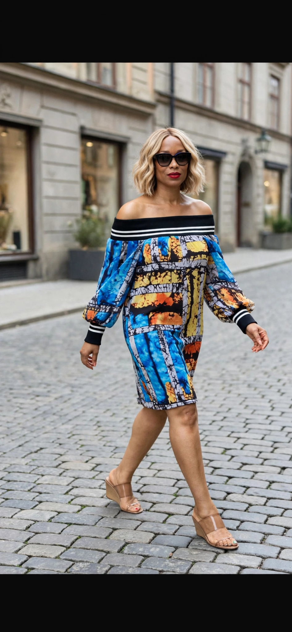 Mykonos Bleu Off Shoulder Dress
