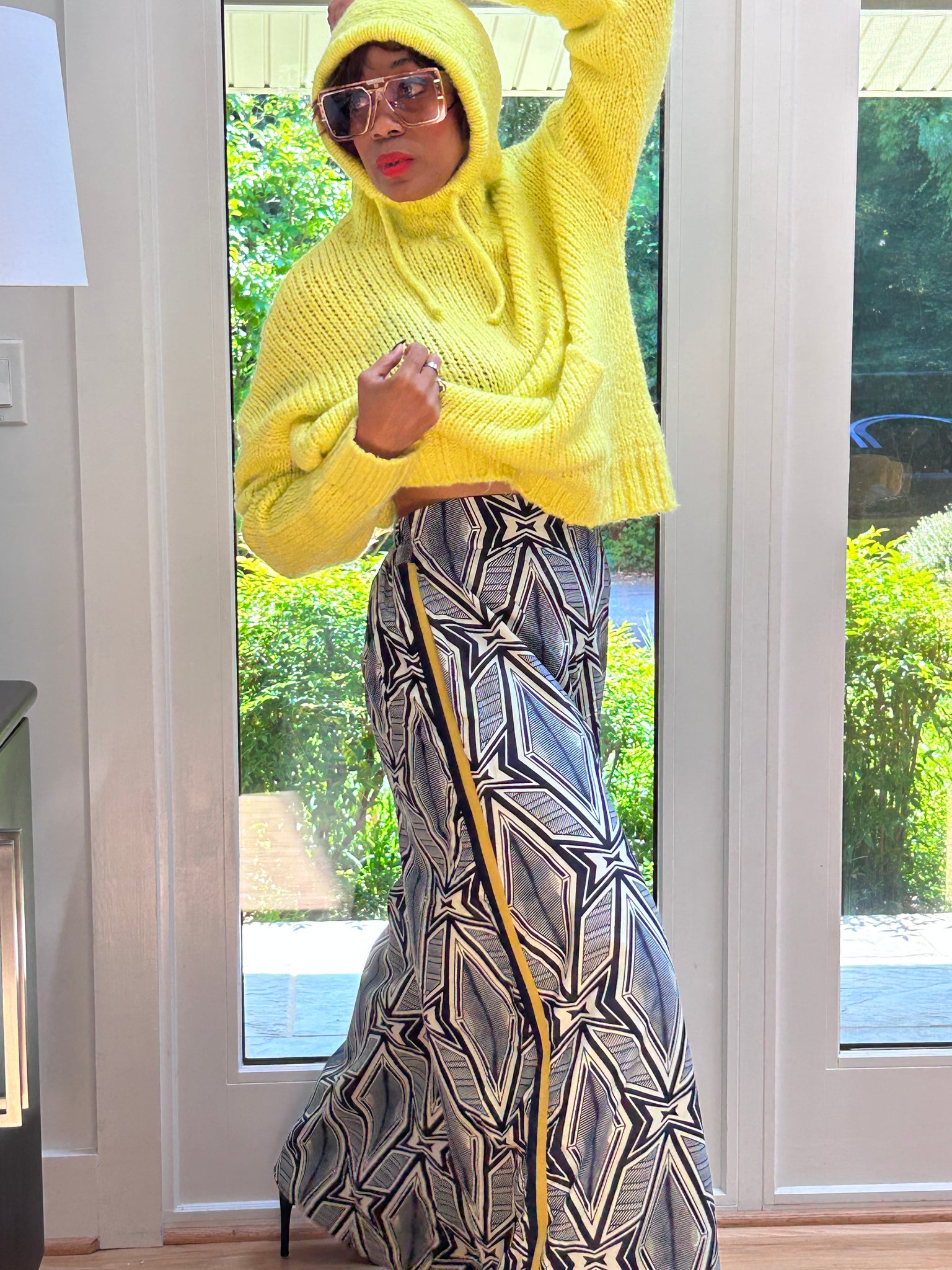 Odessa Exaggerated Wide Leg Trousers in Abidjan Print