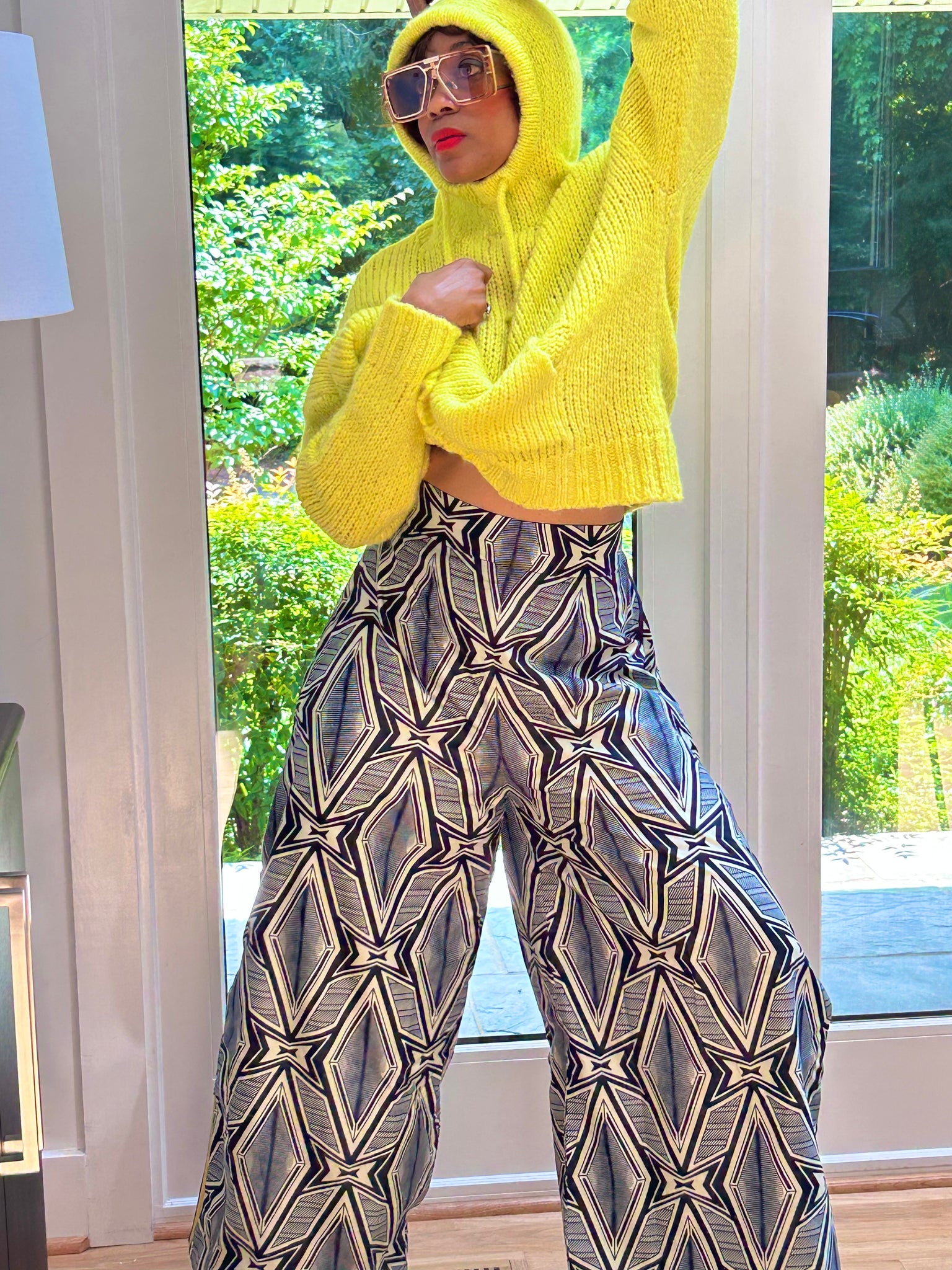 Odessa Exaggerated Wide Leg Trousers in Abidjan Print