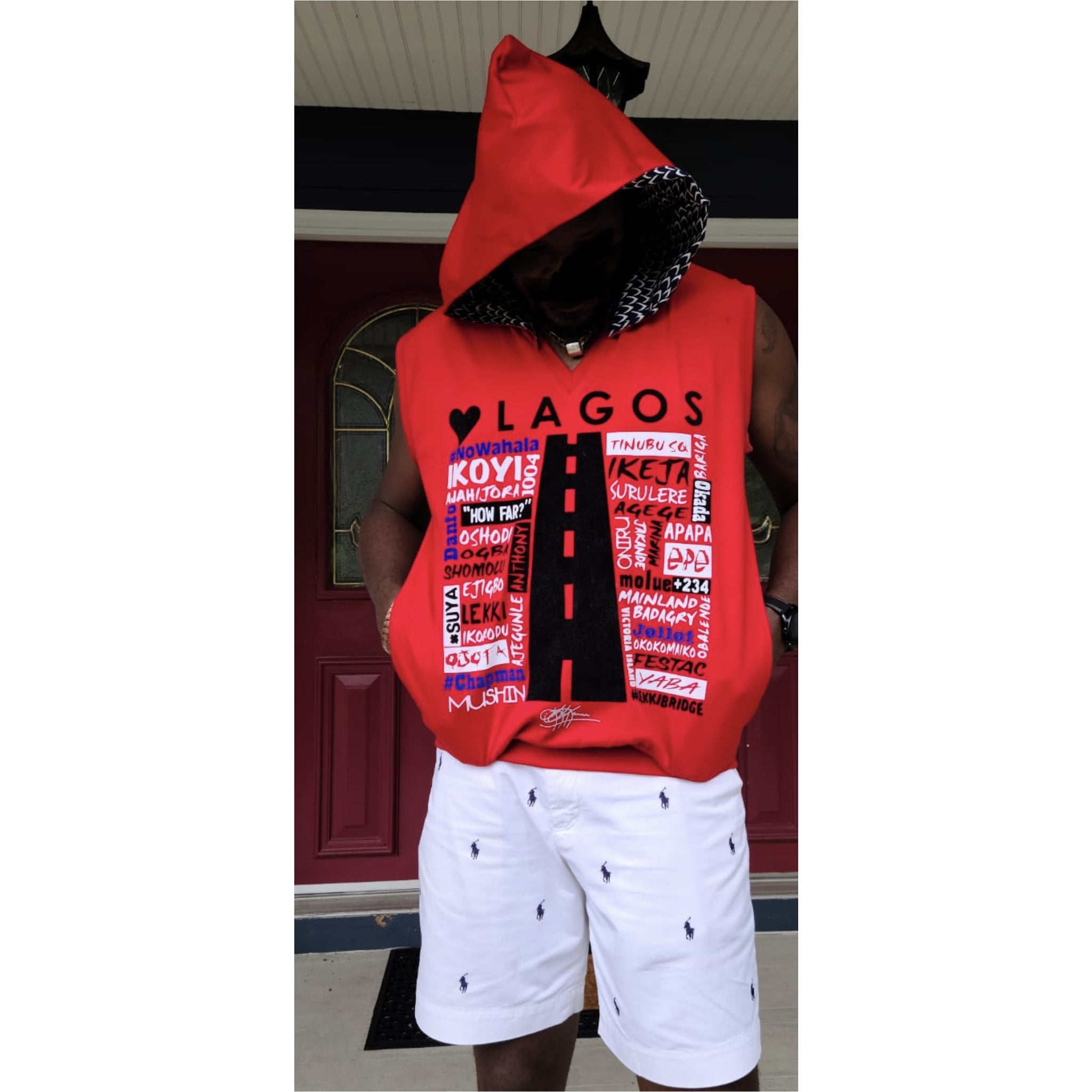 Unisex Love Lagos Sleeveless Sweatshirt  with or with out Ankara lined Hood