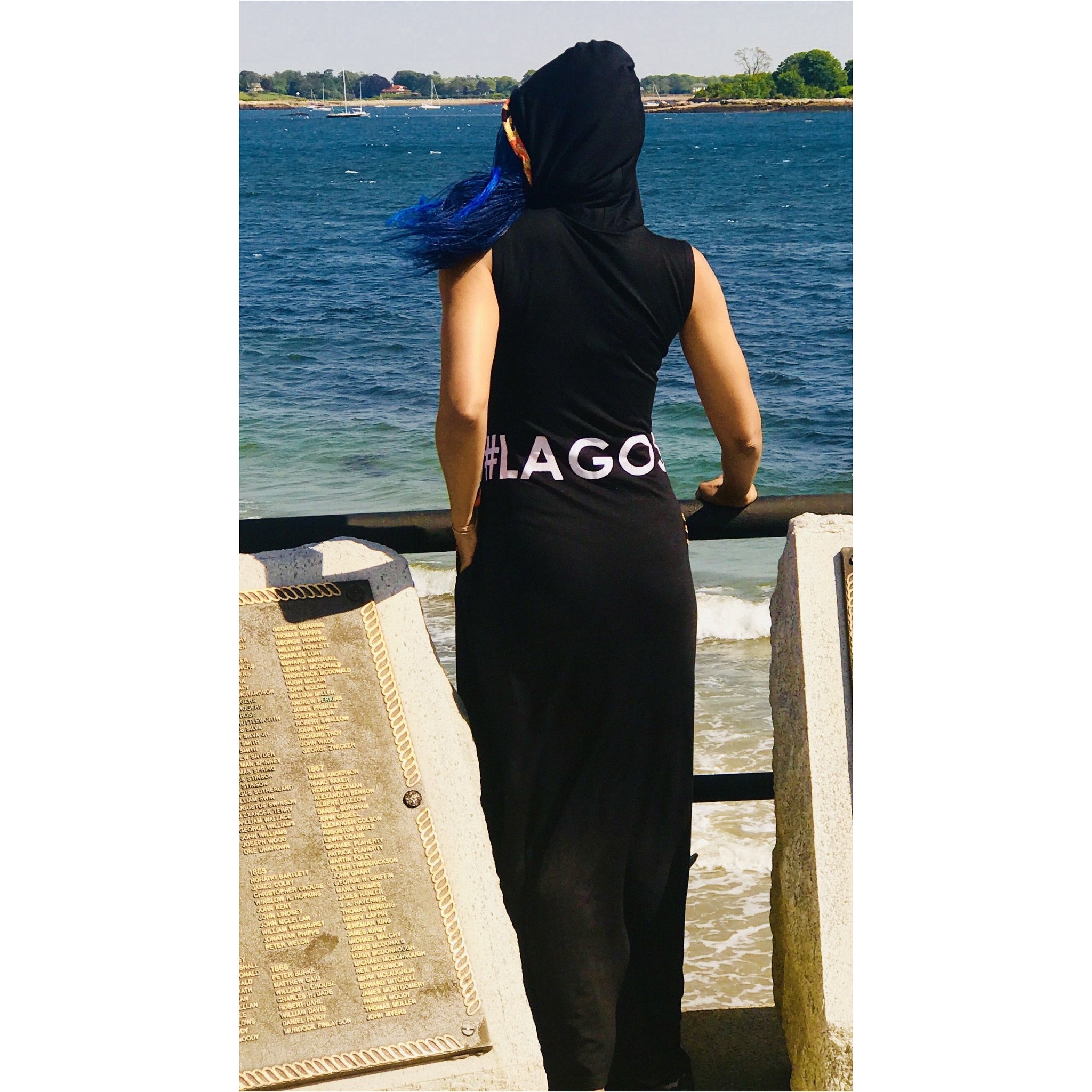 PepperDem Maxi Hooded Dress, #LAGOS Détail at Back