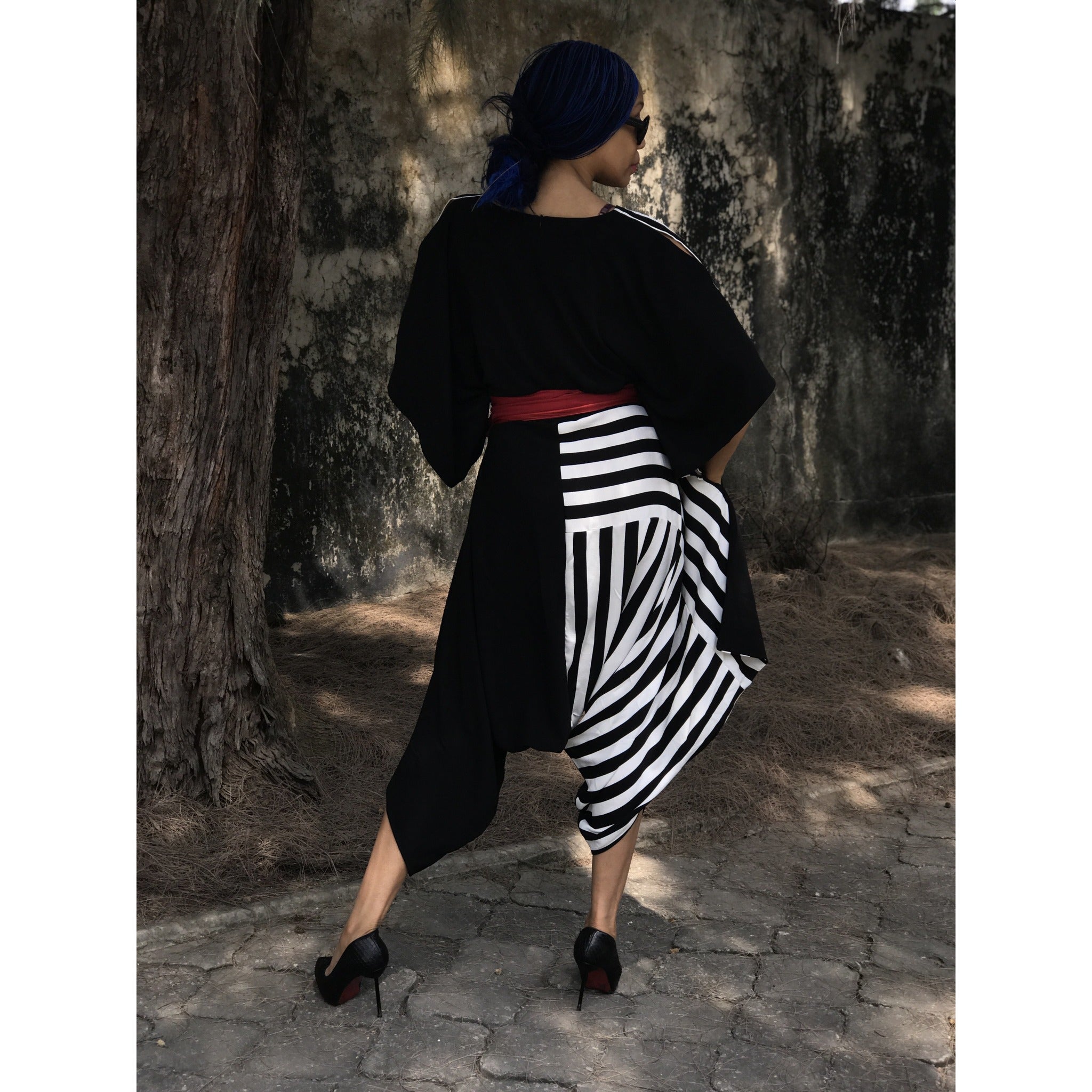 Reversible Black Favour Essouira With Black &White Stripe Détail