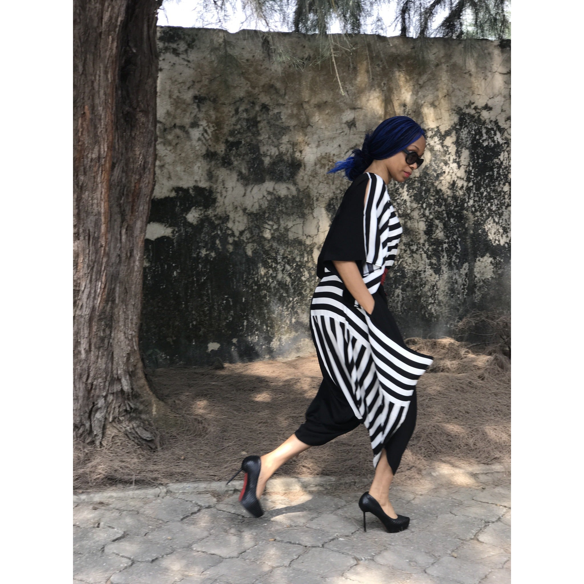 Reversible Black Favour Essouira With Black &White Stripe Détail