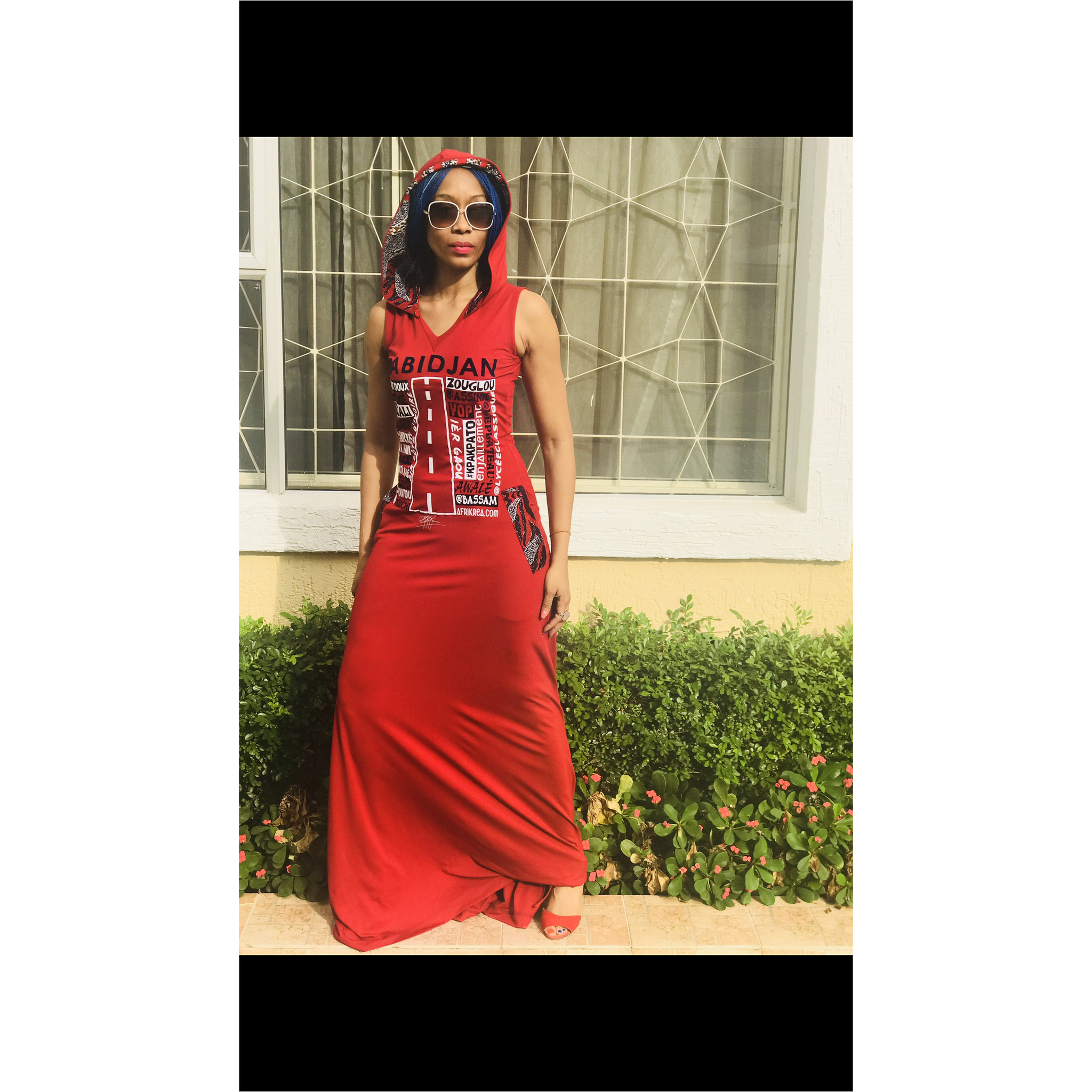 LOVE ABIDJAN/LAGOS MAXI HOODED DRESS, SLEEVELESS